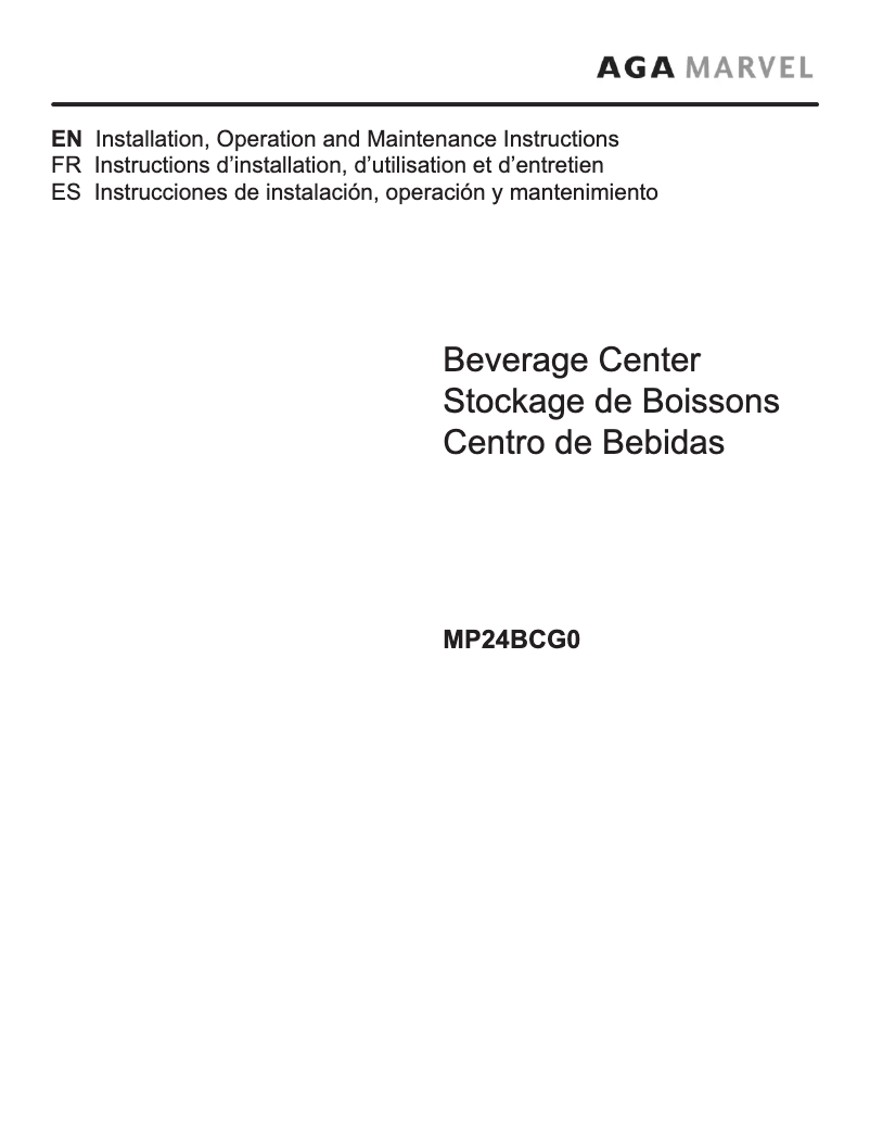 Page 1 de la notice Guide d'installation Marvel MP24BCG0LS