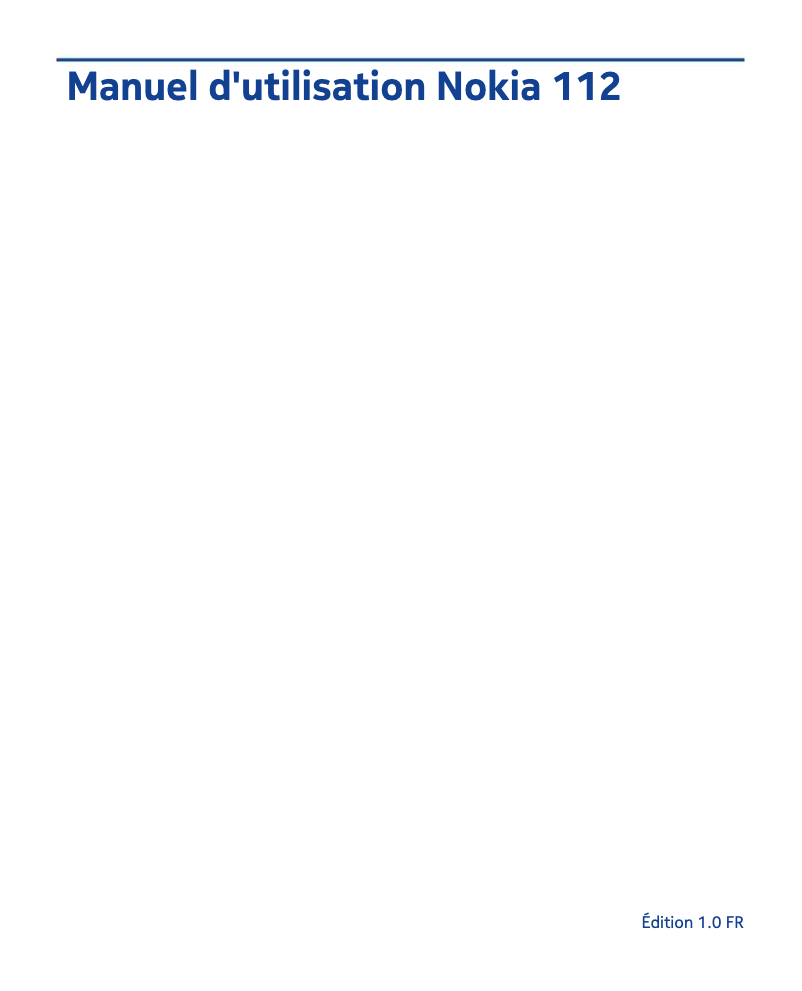Page 1 de la notice Manuel utilisateur Nokia 112