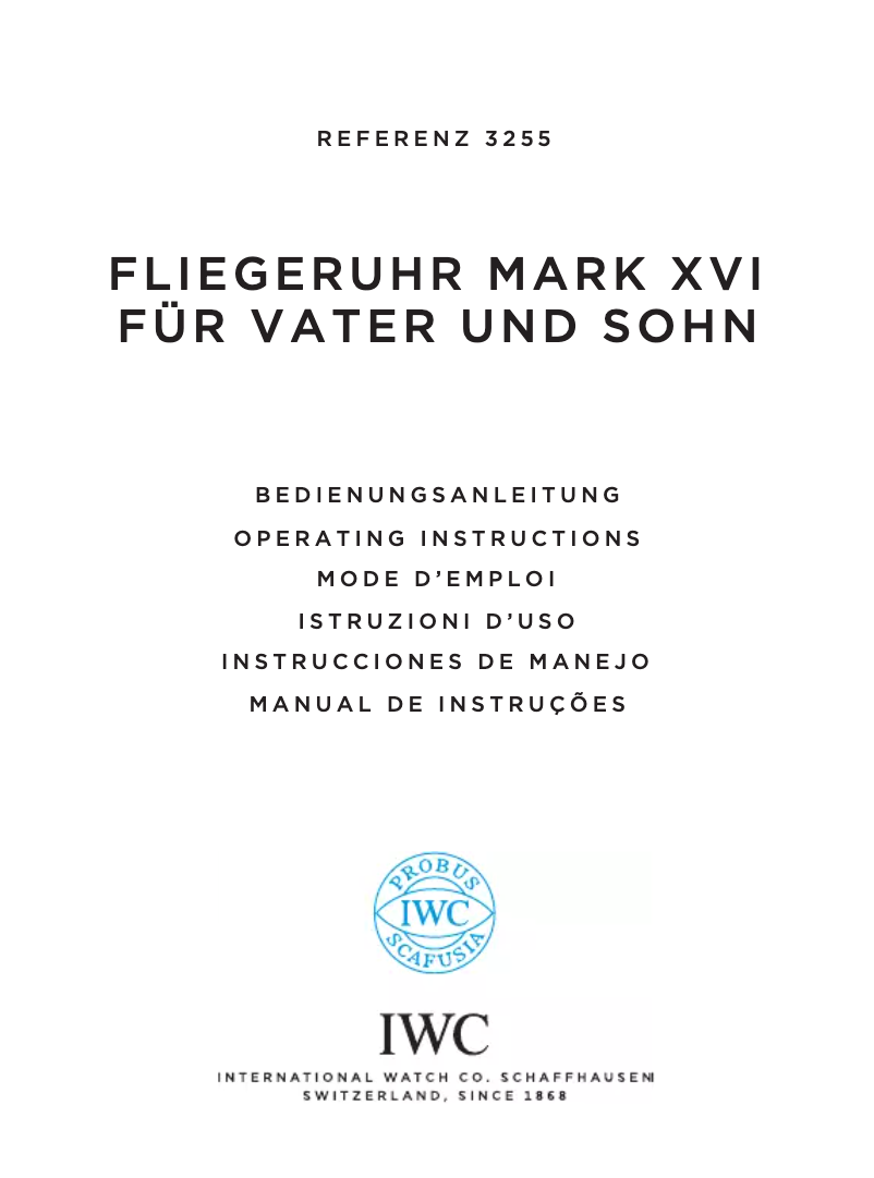 Page 1 de la notice Manuel utilisateur IWC Pilot Father and Son 3255