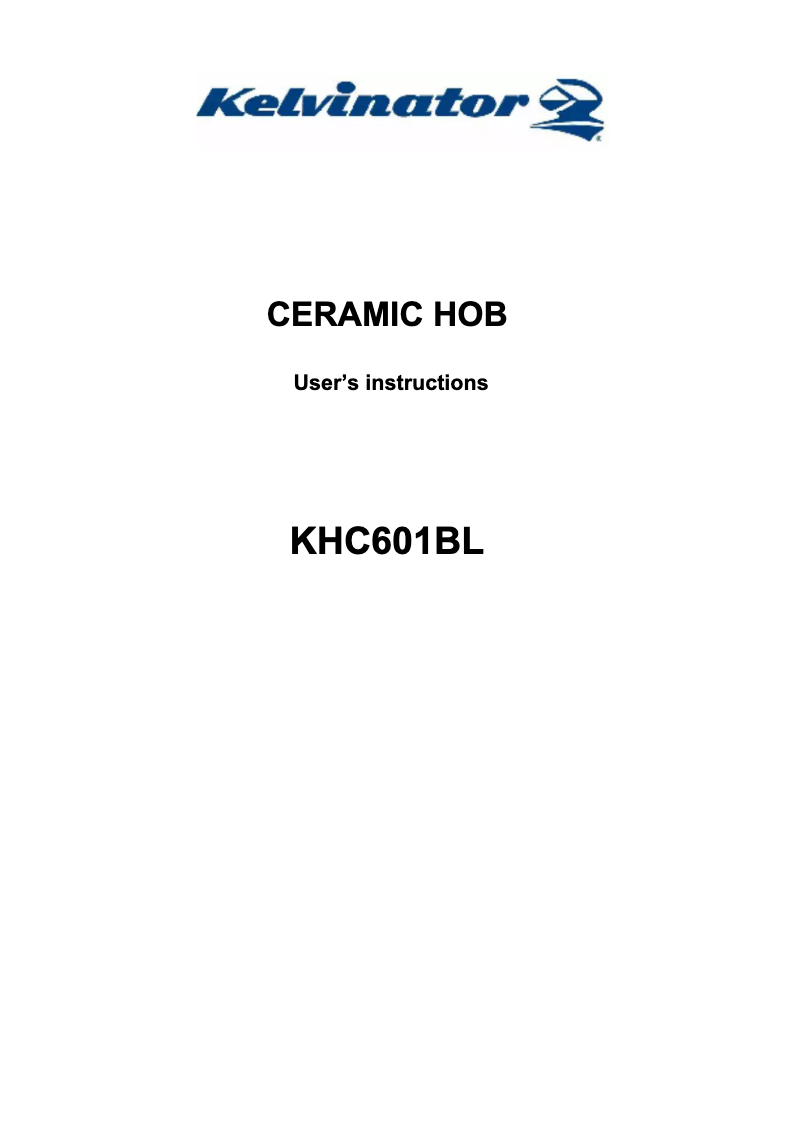 Image de la première page du manuel de l'appareil KHC601BL