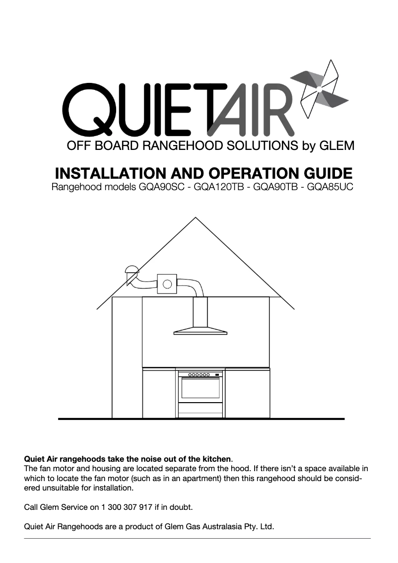 Page 1 de la notice Manuel utilisateur Glem Gas Quietair GQA120TB