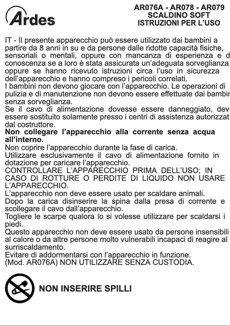 Page 1 de la notice Manuel utilisateur Ardes AR079