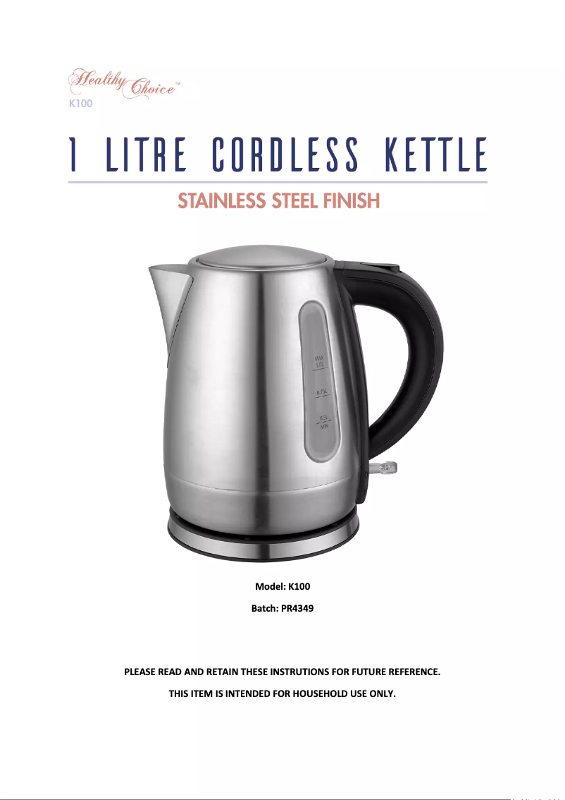 Page 1 de la notice Manuel utilisateur Lenoxx K100