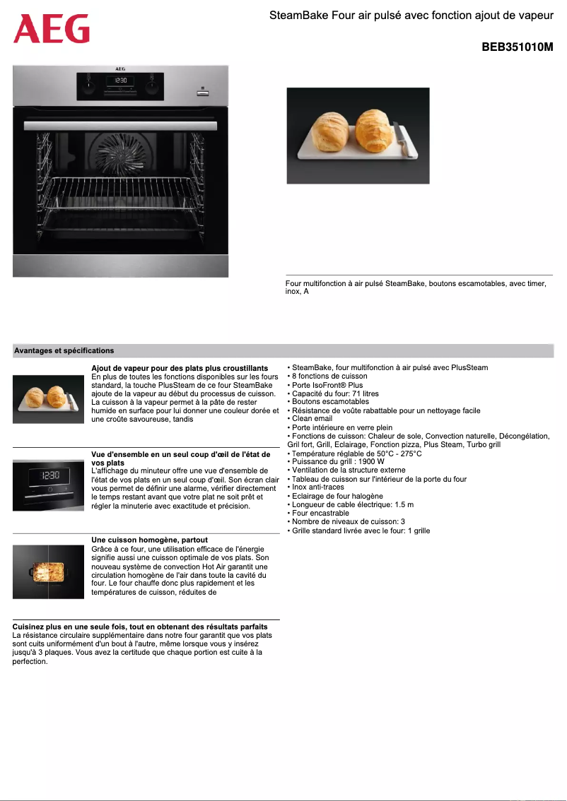 Page n°1 - Fiche technique AEG BEB351010M