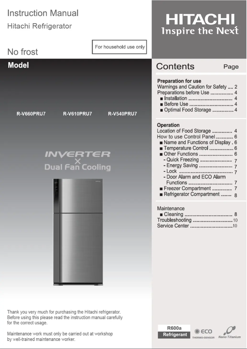 Imagen de la primera página del manual del dispositivo R-V610PRU7