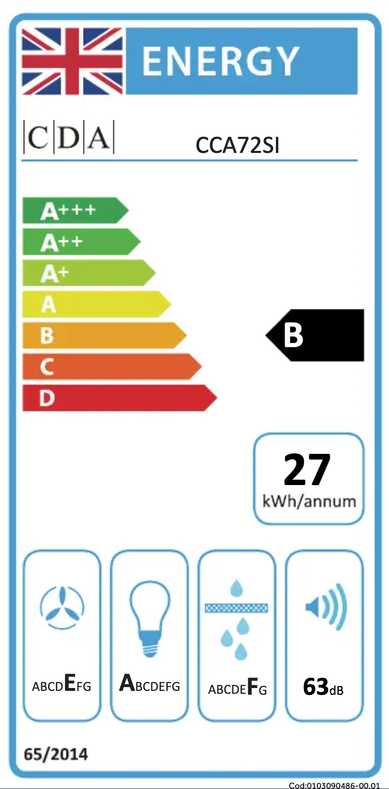 Page 1 de la notice Label énergétique CDA CCA72SI