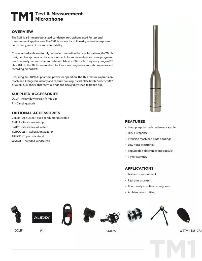 Page n°1 - Manuel utilisateur Audix TM1