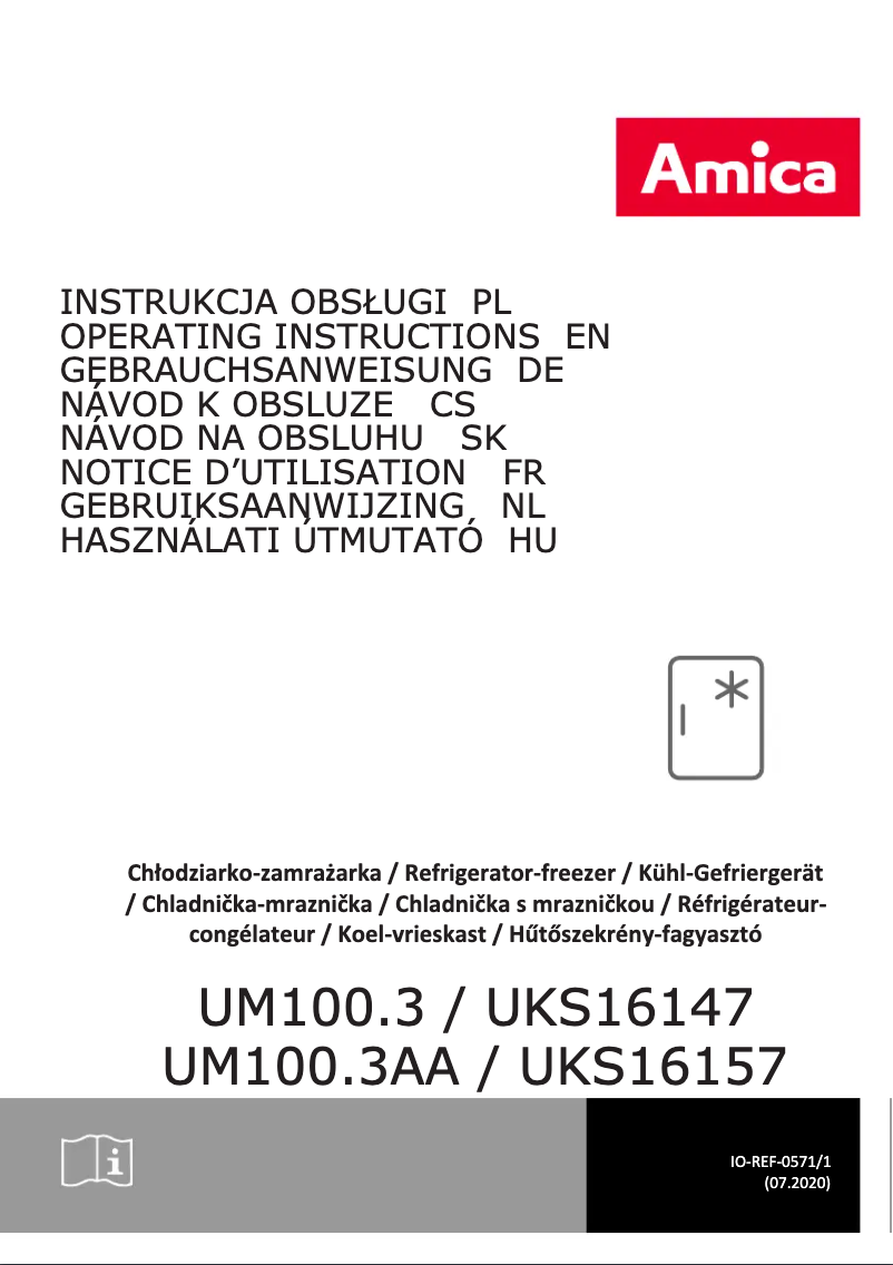 Page 1 de la notice Manuel utilisateur Amica UKS 16157