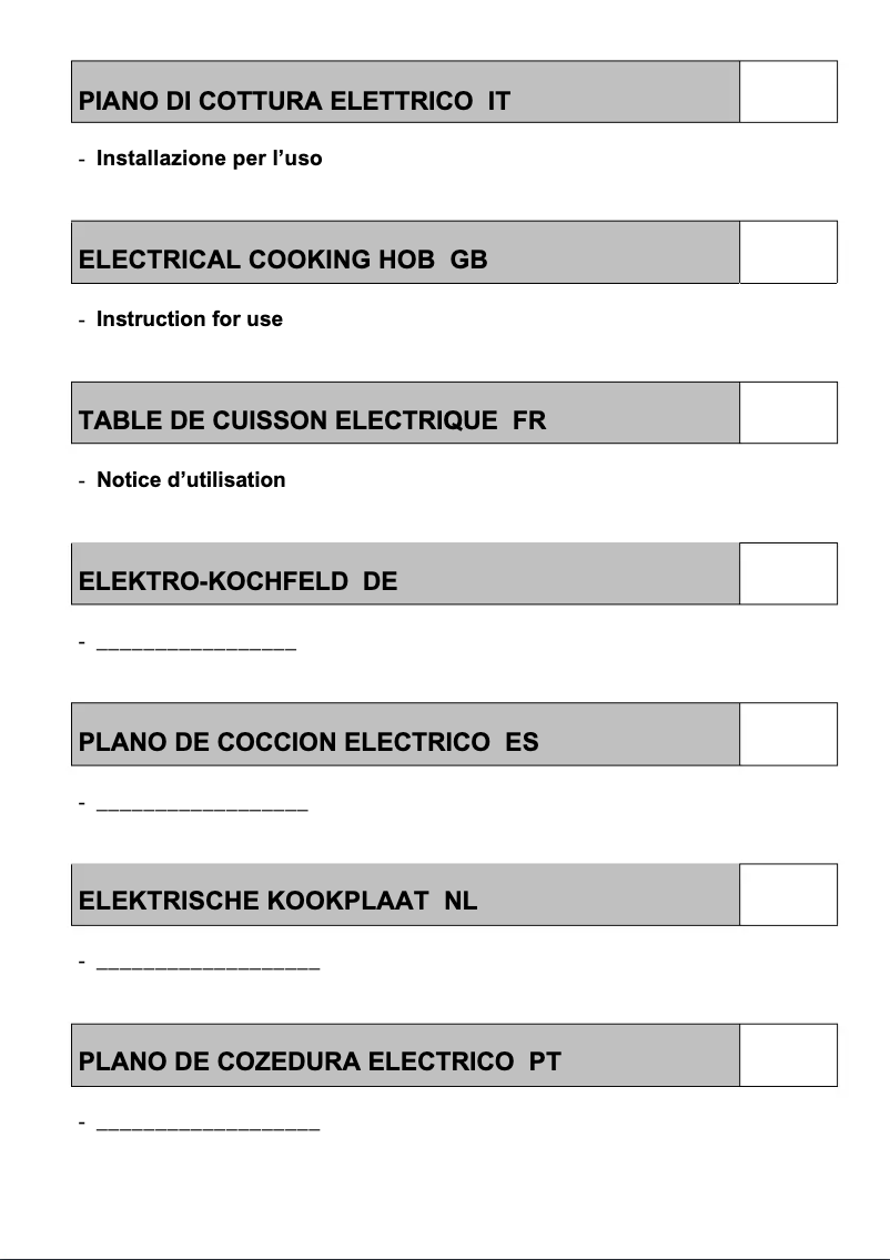 Page 1 de la notice Manuel utilisateur Glem Gas GTL640WH