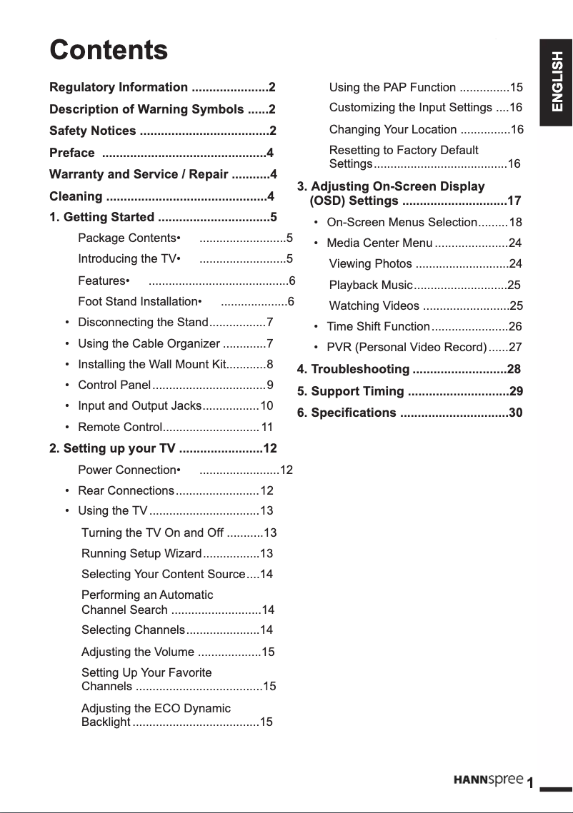Page 1 de la notice Manuel utilisateur Hannspree SE40LMNB
