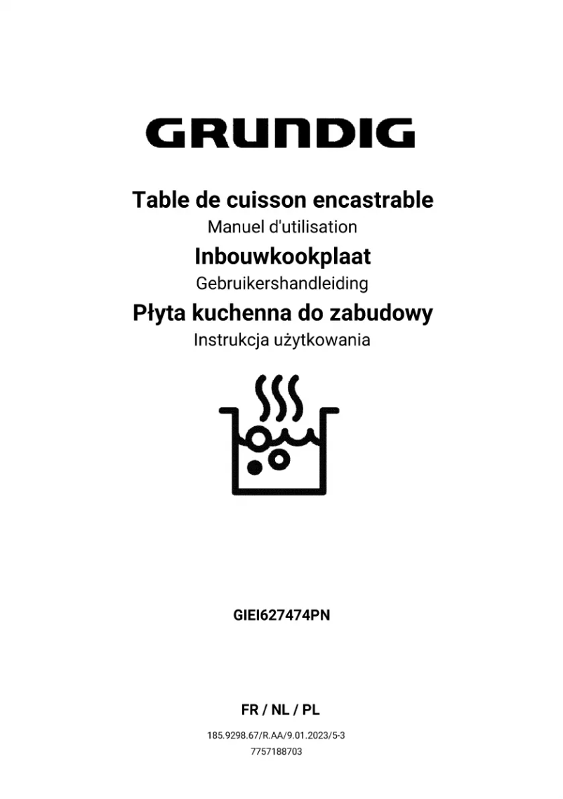 Page 1 de la notice Manuel utilisateur Grundig GIEI627474PN