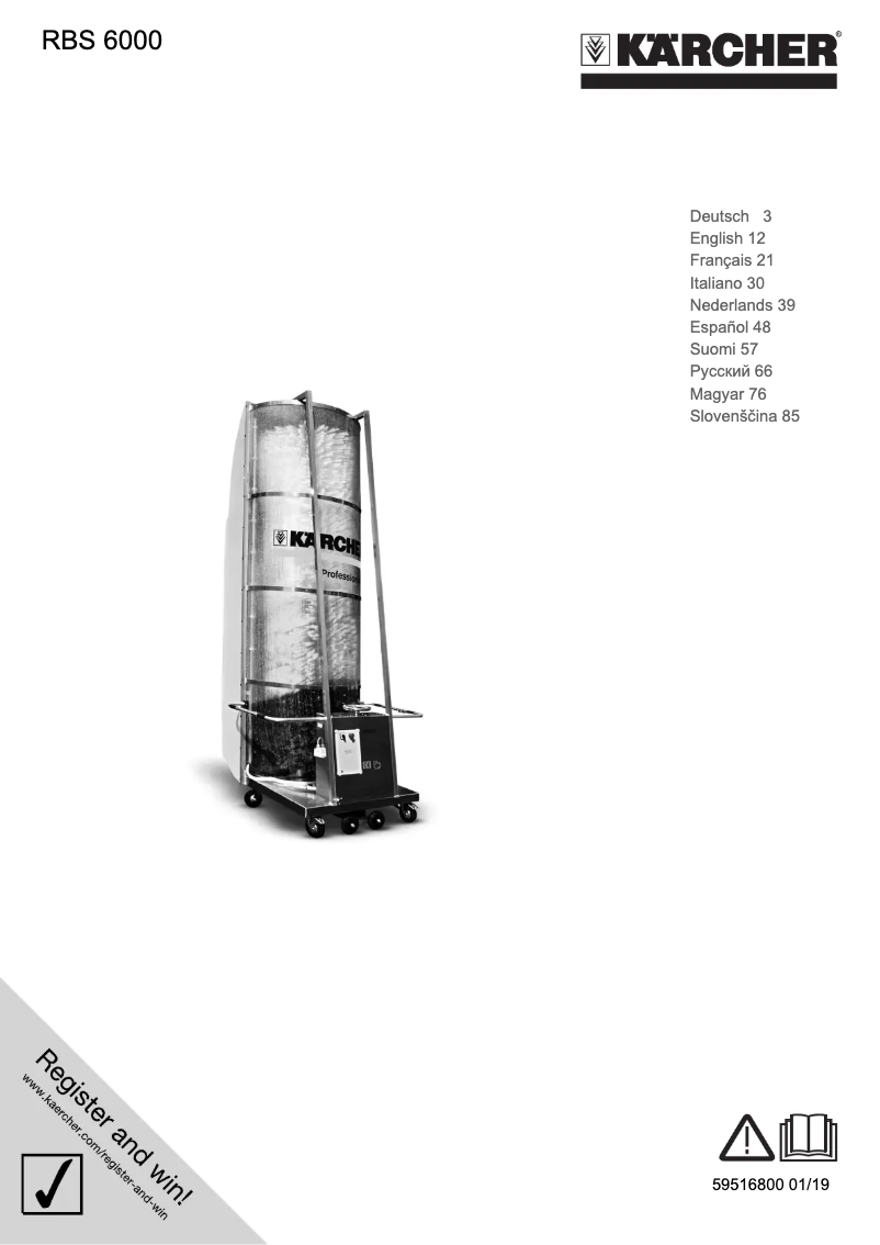 Page 1 de la notice Manuel utilisateur Kärcher RBS 6014