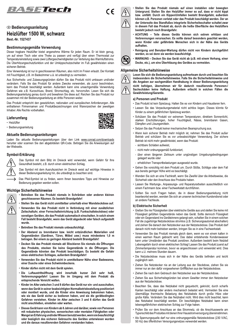 Page 1 de la notice Manuel utilisateur BaseTech NDQ1360