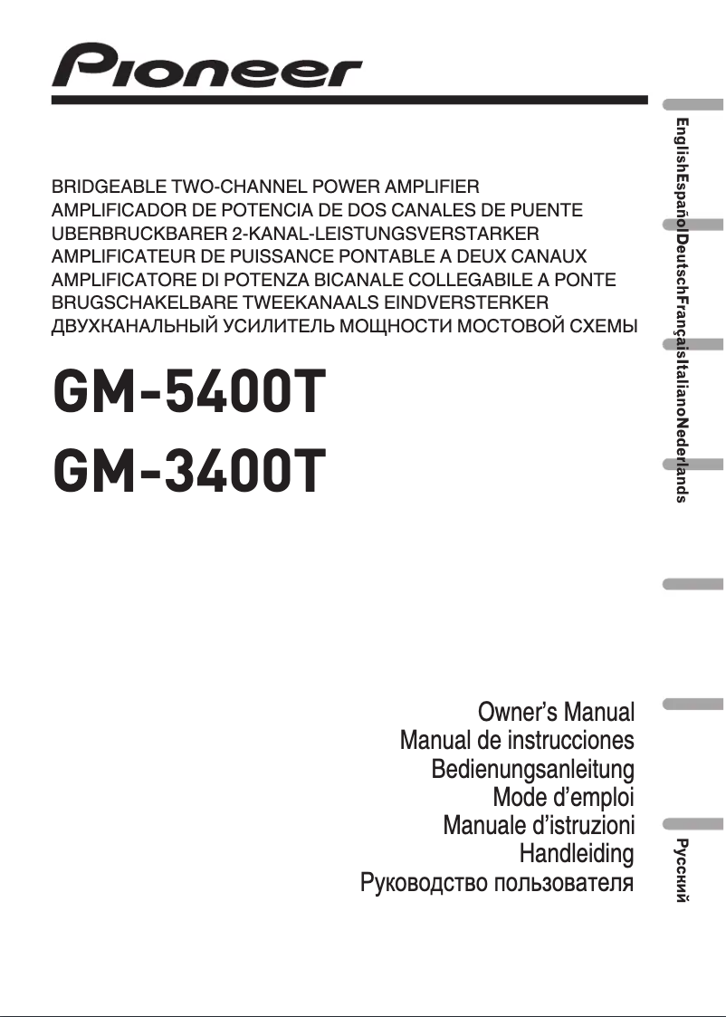 Page 1 de la notice Manuel utilisateur Pioneer GM-3400