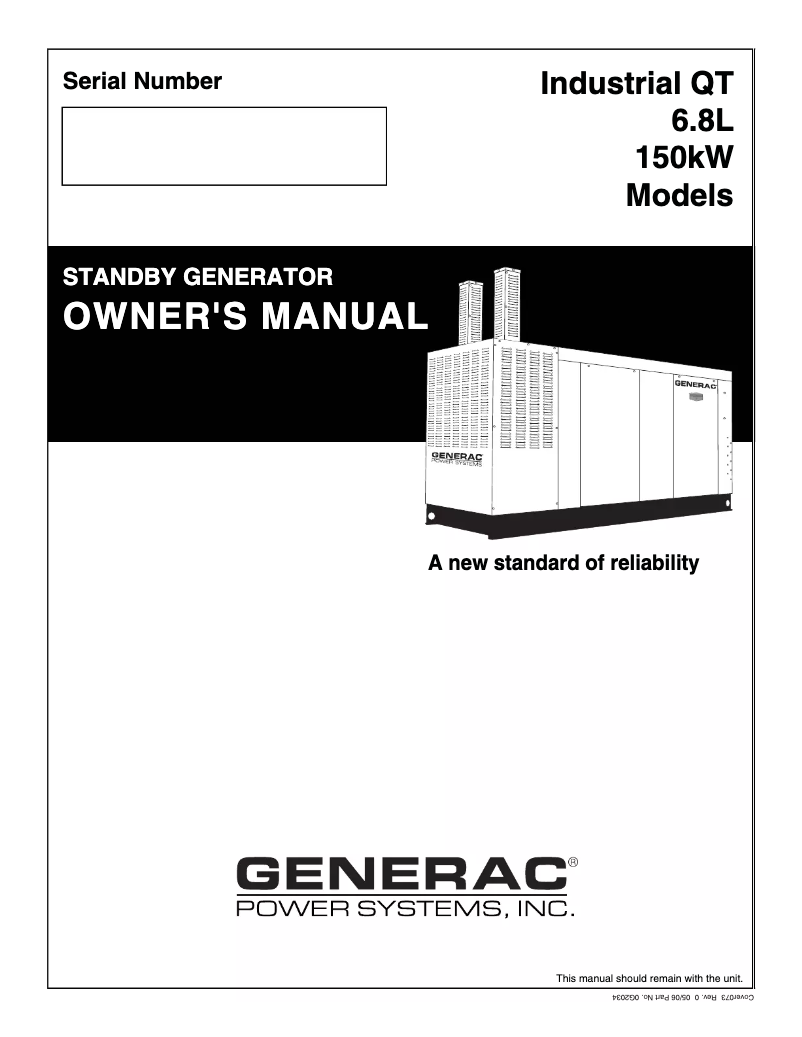 Page n°1 - Manuel utilisateur Generac QT15068GNANA