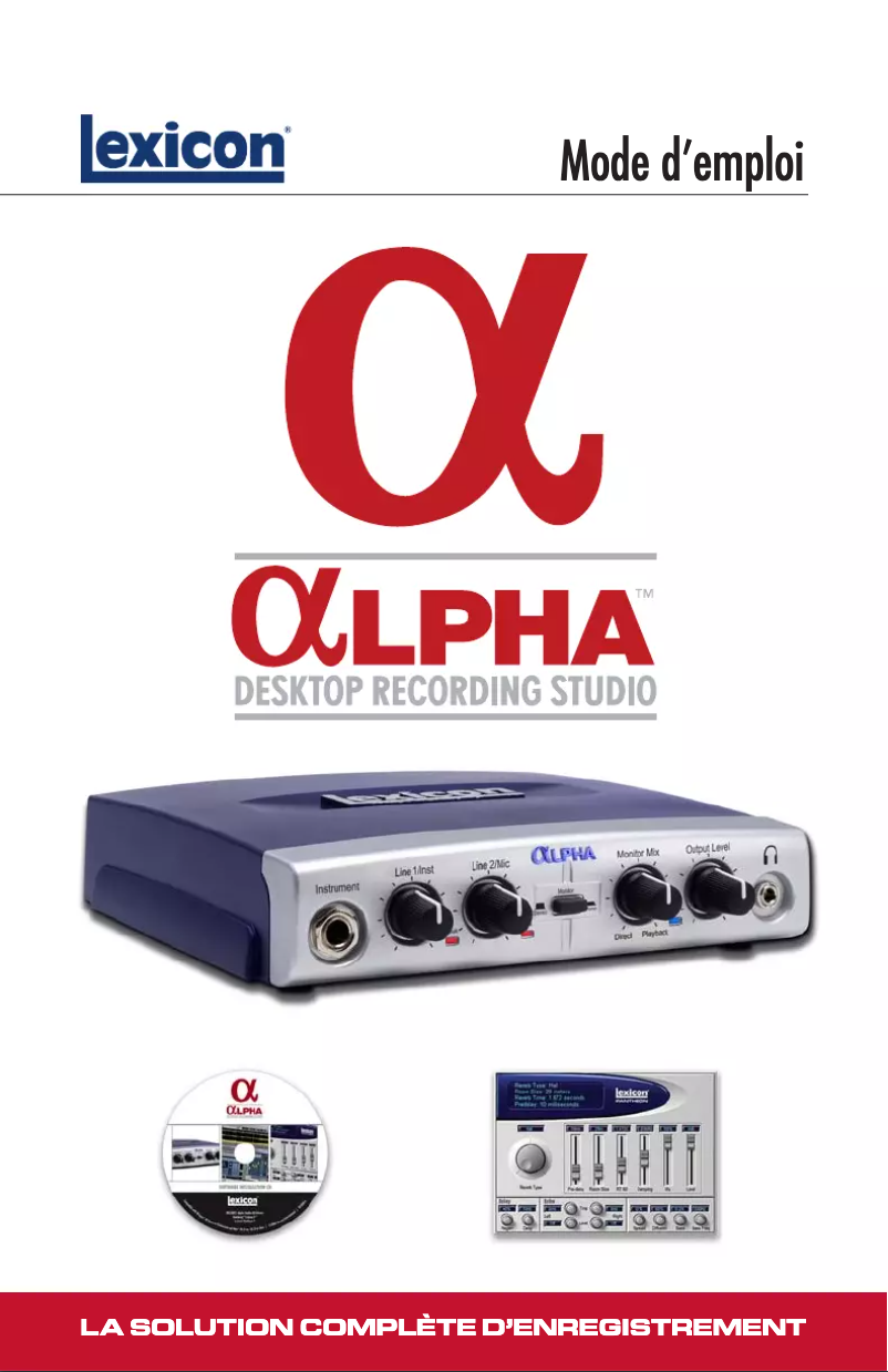 Page 1 de la notice Manuel utilisateur Lexicon Alpha