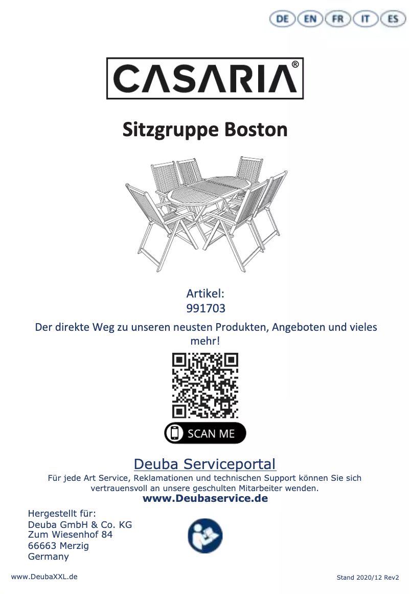 Page n°1 - Manuel utilisateur Casaria Boston