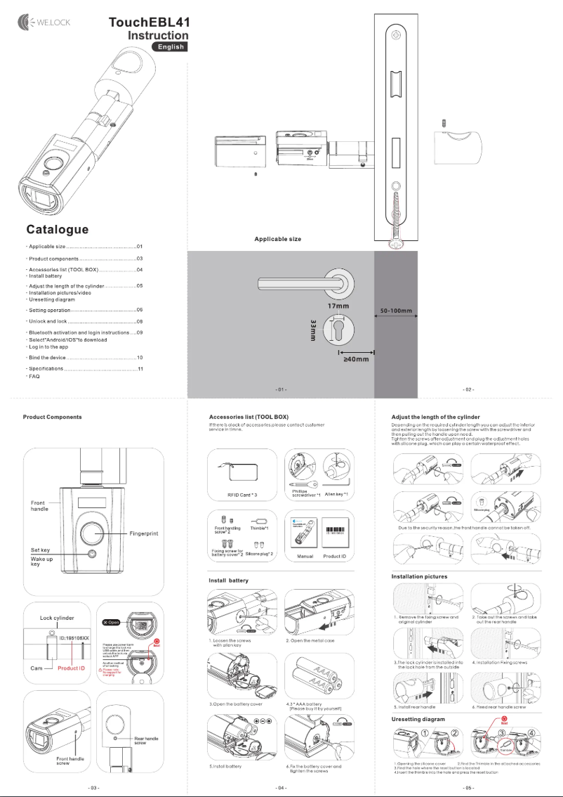 Page n°1 - Manuel utilisateur Welock Touch EBL41