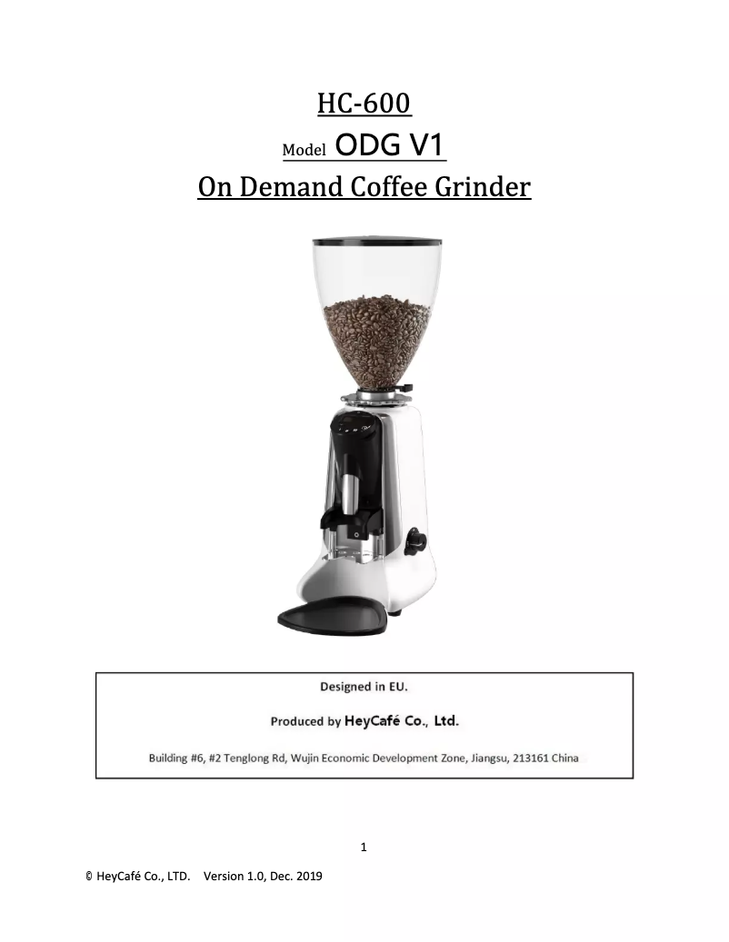Page n°1 - Manuel utilisateur HeyCafe HC-600