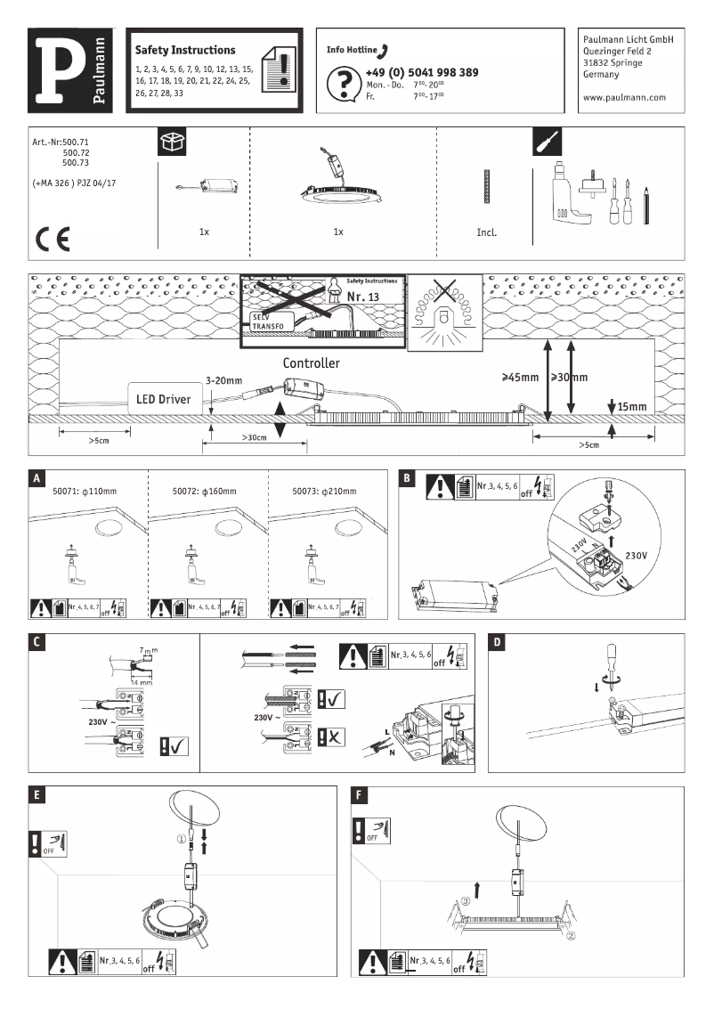 Page 1 de la notice Manuel utilisateur Paulmann 500.73