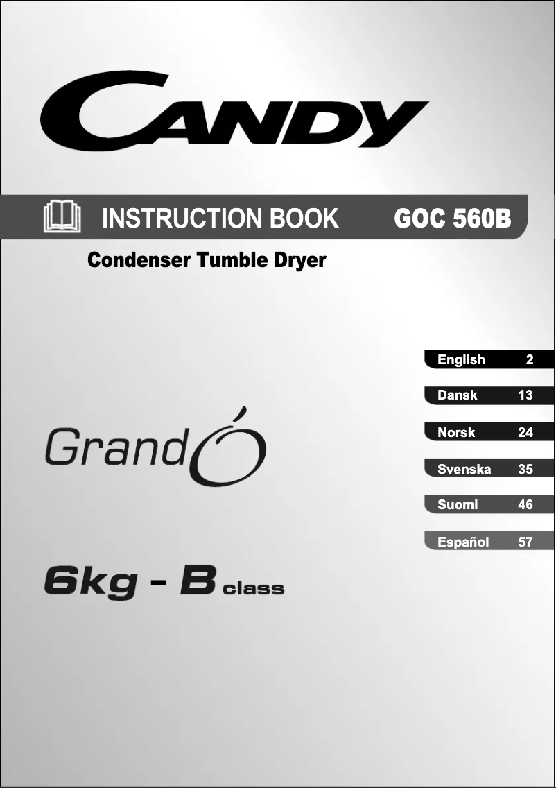 Page 1 de la notice Manuel utilisateur Candy GOC 560B-S
