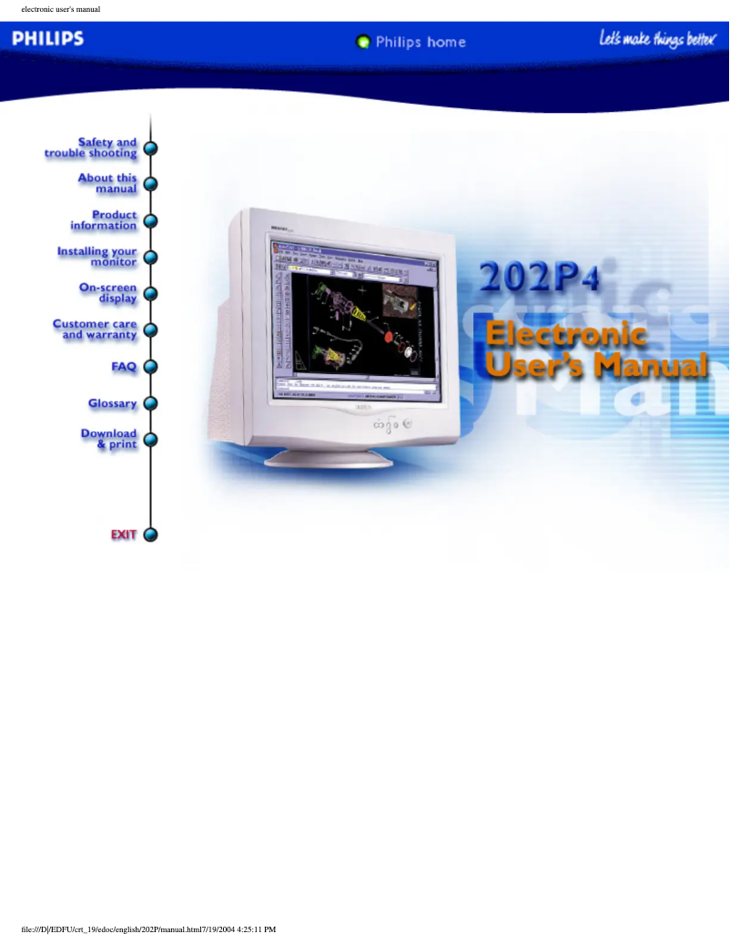 Page n°1 - Manuel utilisateur Philips 202P4