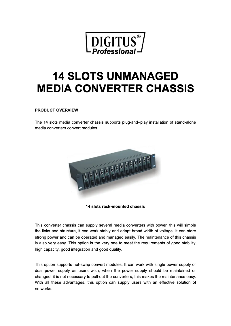 Page 1 de la notice Manuel utilisateur Digitus DN-82000