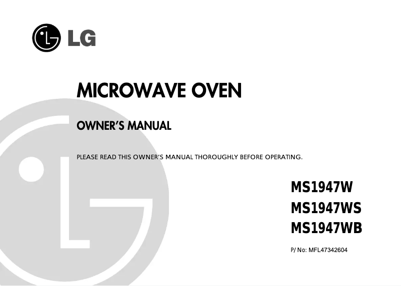 Page n°1 - Manuel utilisateur LG MS1847W