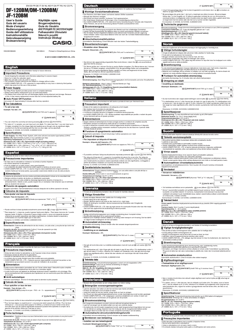 Page 1 de la notice Manuel utilisateur Casio DF-120BM