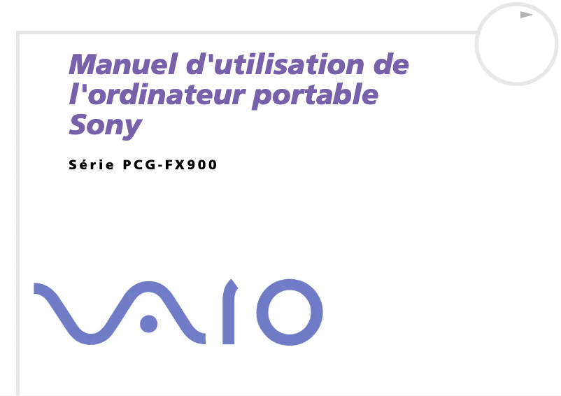 Image de la première page du manuel de l'appareil Vaio PCG-FX902P