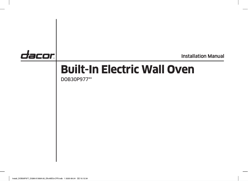 Page 1 de la notice Guide d'installation Dacor DOB30P977DS