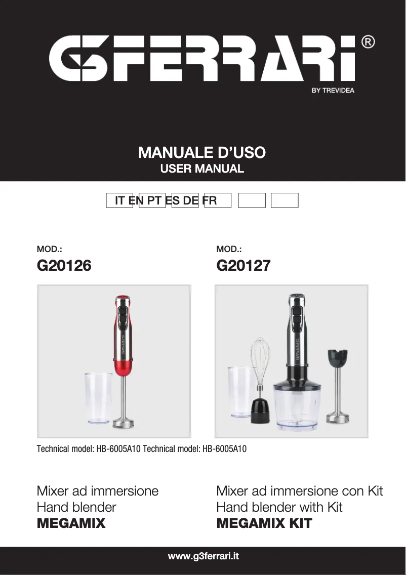 Page 1 de la notice Manuel utilisateur G3 Ferrari MEGAMIX KIT G20127