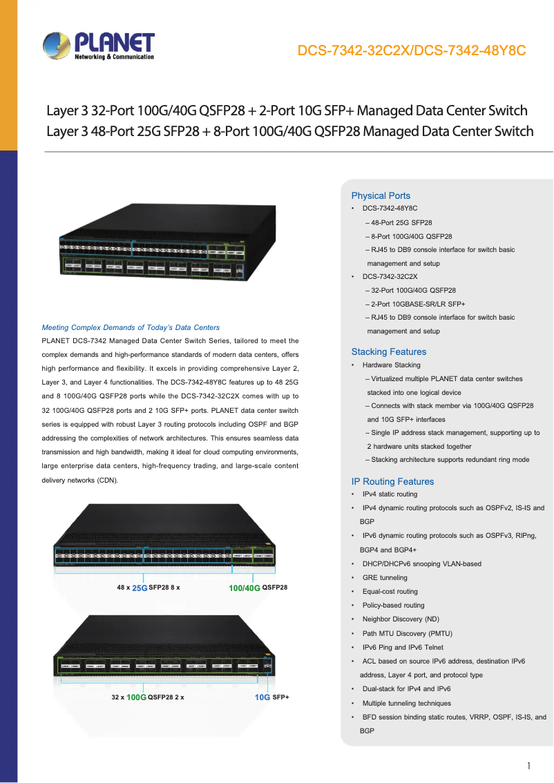 Image de la première page du manuel de l'appareil DCS-7342-48Y8C
