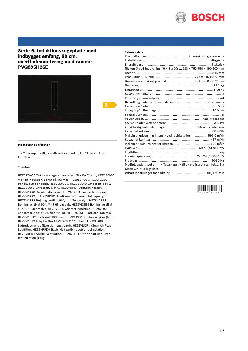 Page 1 de la notice Brochure Bosch PVQ895H26E