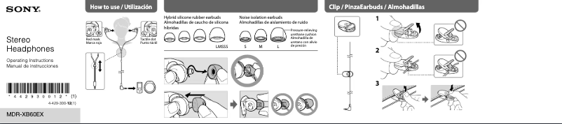 Page 1 de la notice Manuel utilisateur Sony MDR-XB60EX