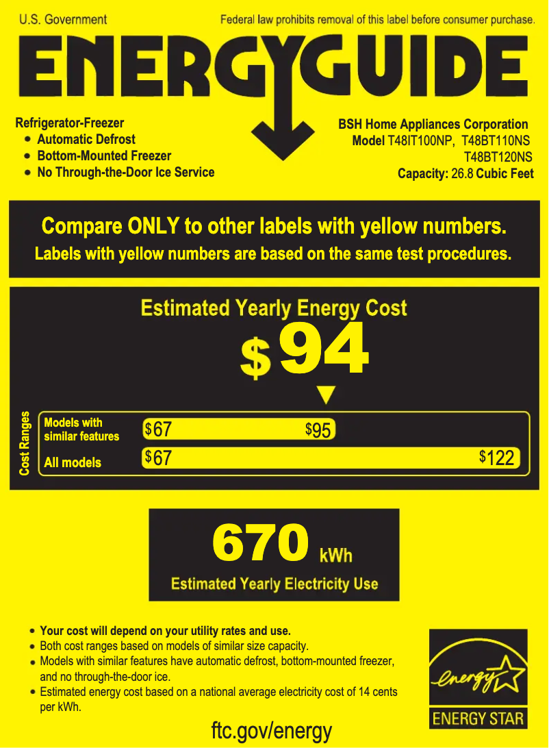 Page n°1 - Label énergétique Thermador T48BT120NS