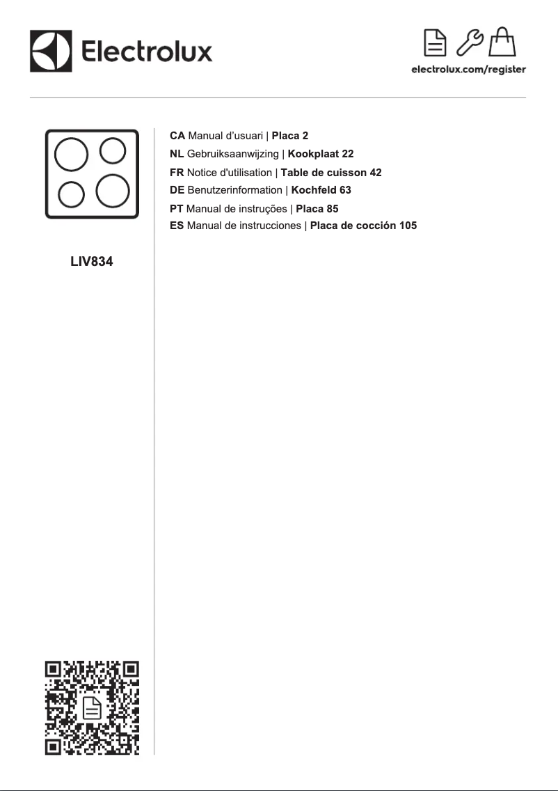 Page 1 de la notice Mode d'emploi Electrolux LIV834