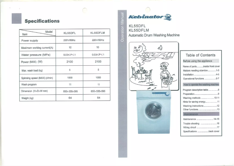 Page n°1 - Manuel utilisateur Kelvinator KL55DFLM