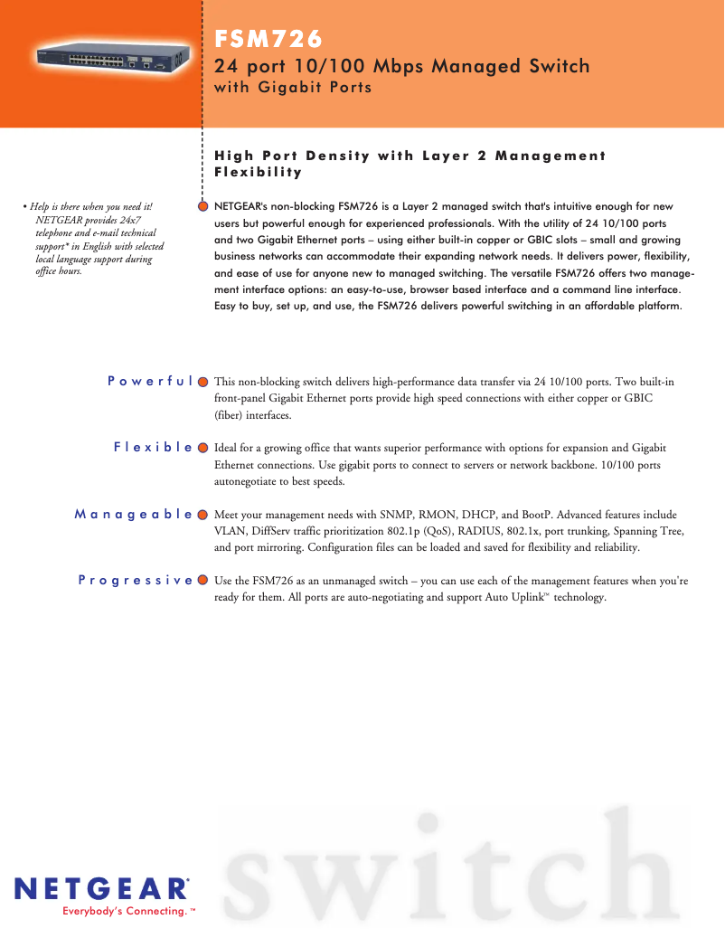 Page n°1 - Fiche technique Netgear FSM726v1