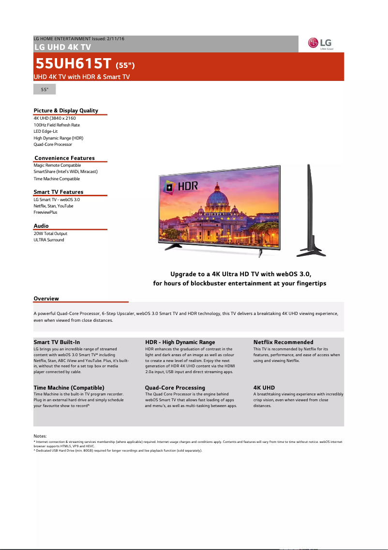 Page n°1 - Fiche technique LG 55UH615T