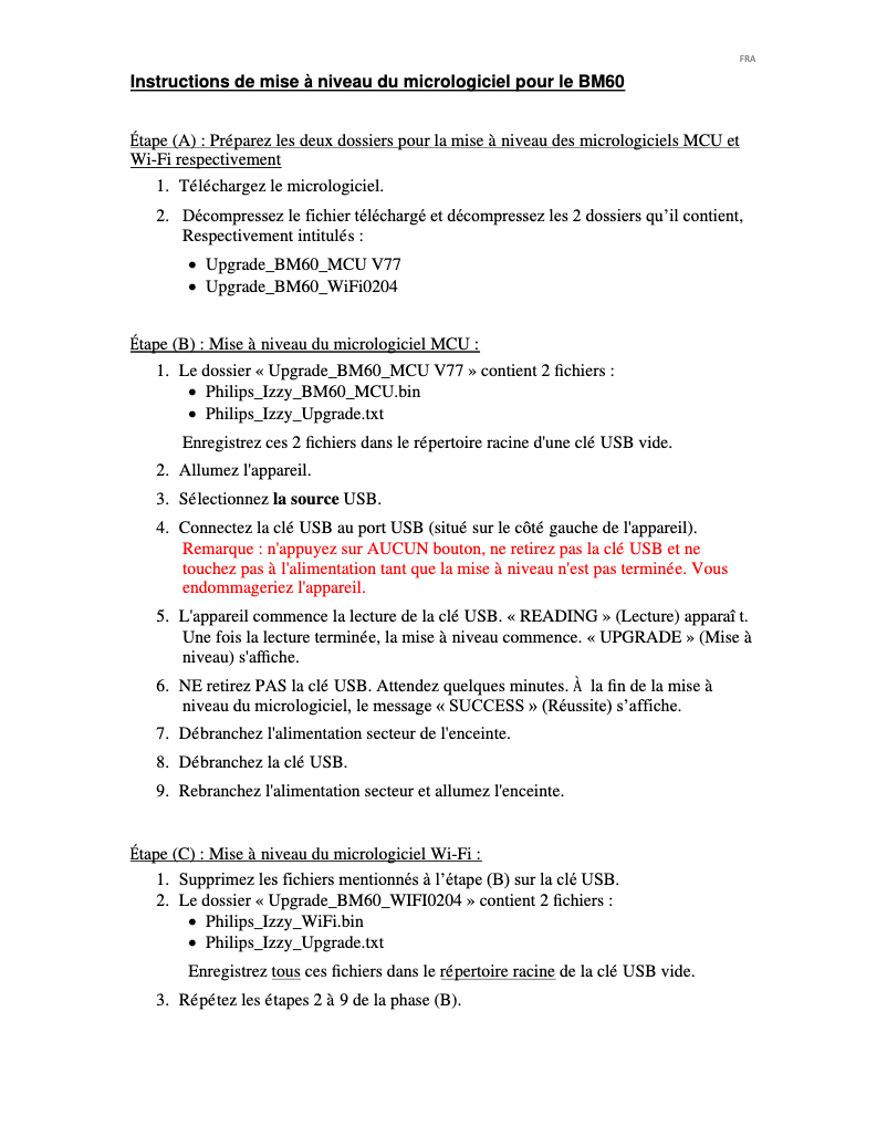 Page 1 de la notice Manuel utilisateur Philips BM60