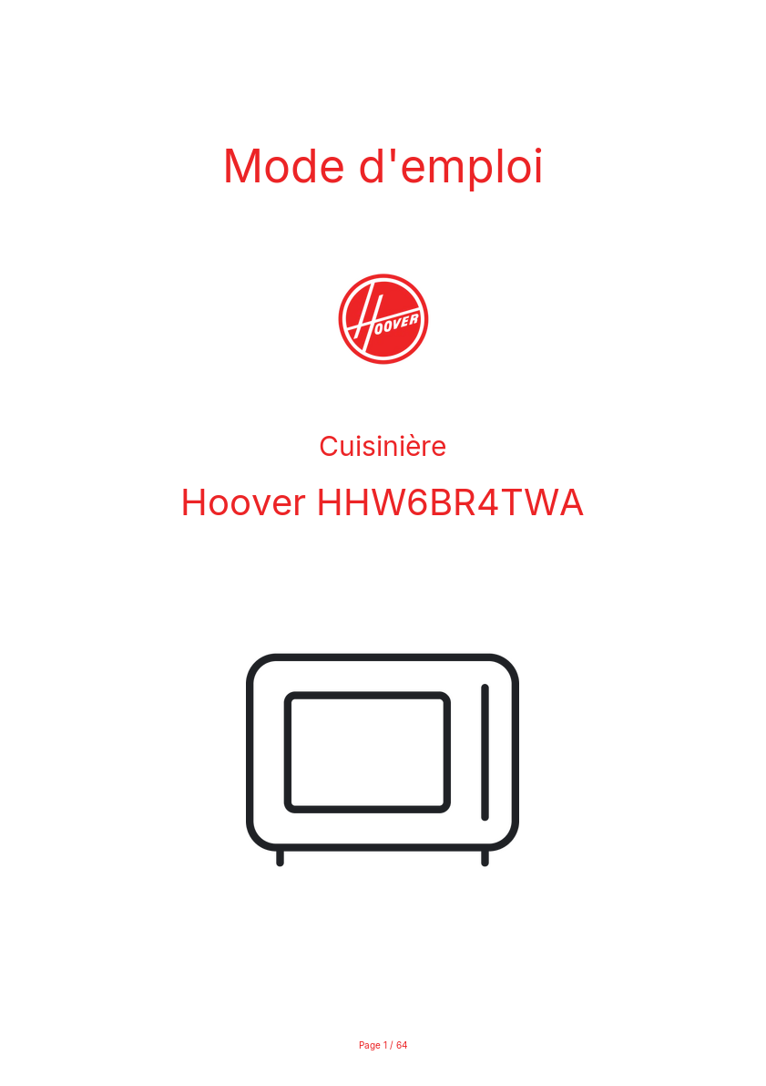 Page n°1 - Mode d'emploi Hoover HHW6BR4TWA