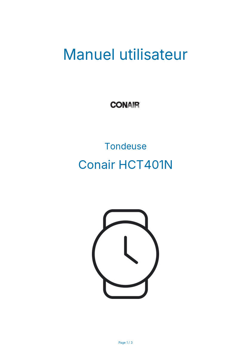 Image de la première page du manuel de l'appareil HCT401N