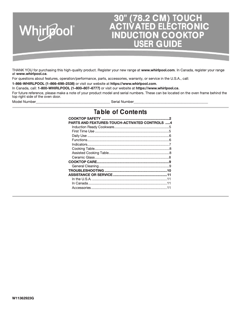 Image de la première page du manuel de l'appareil WCI55US0JB