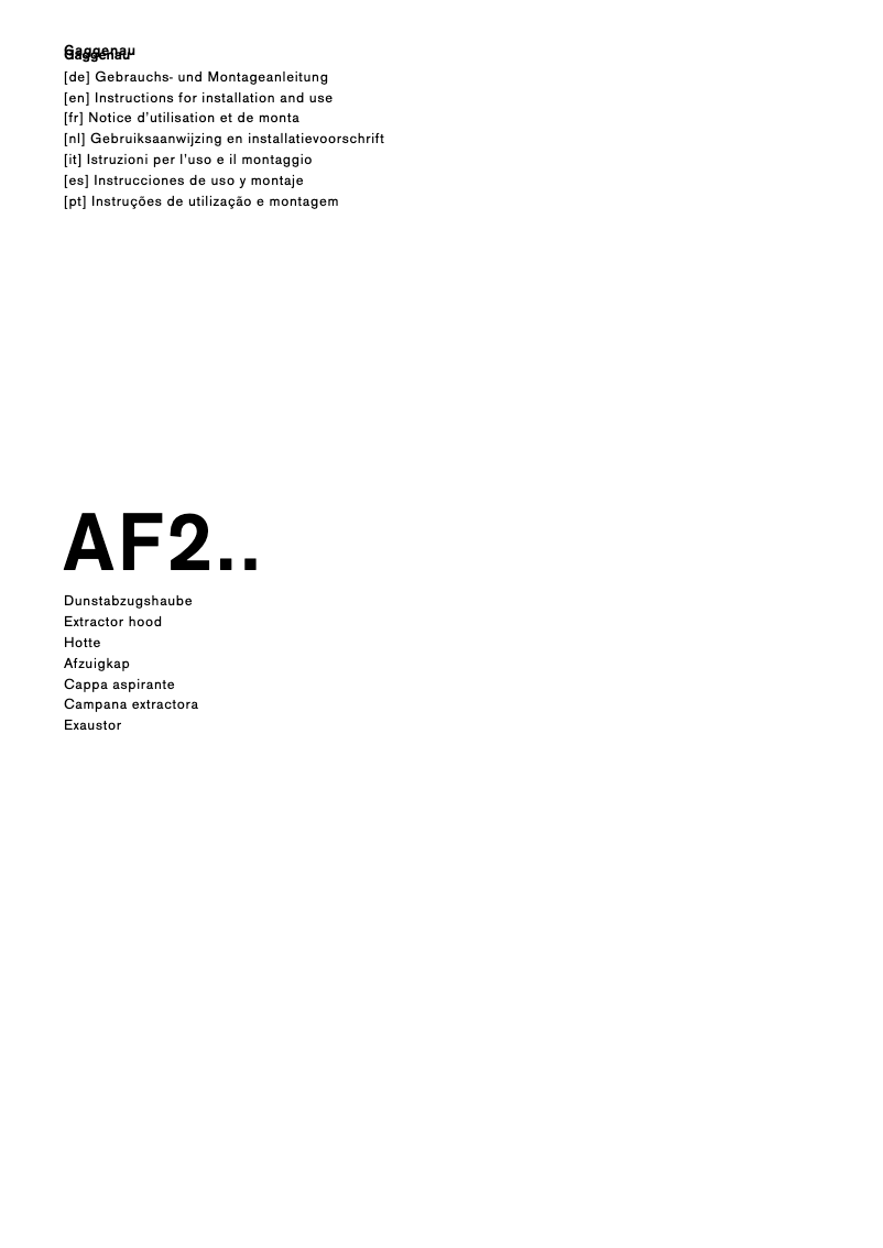 Page 1 de la notice Mode d'emploi Gaggenau AF210191