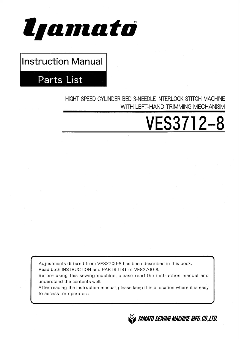 Page 1 de la notice Manuel utilisateur Yamato VES3712-8