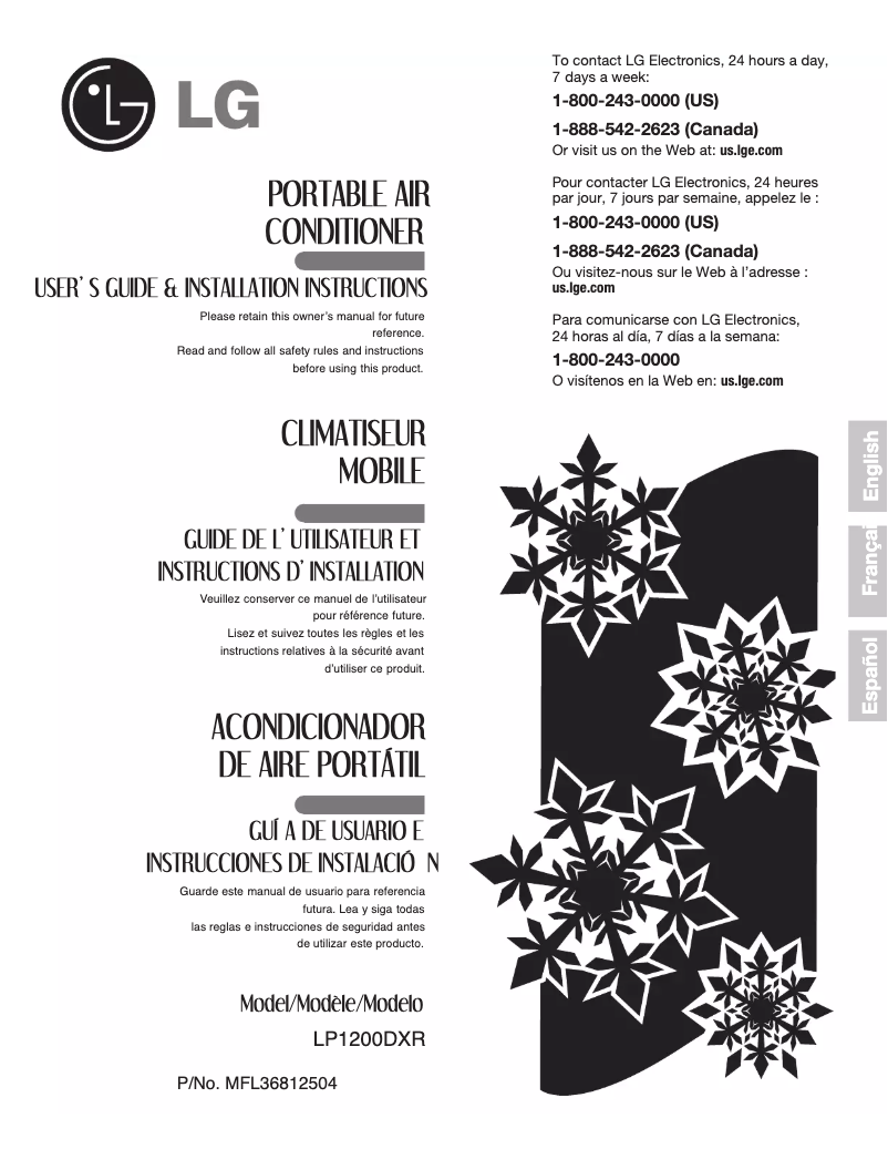 Page 1 de la notice Manuel utilisateur LG LP1200DXR