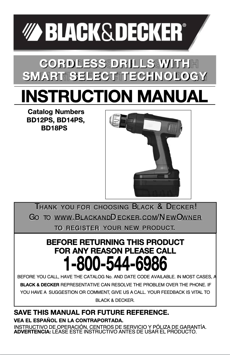 Page n°1 - Manuel utilisateur Black & Decker BD18PS