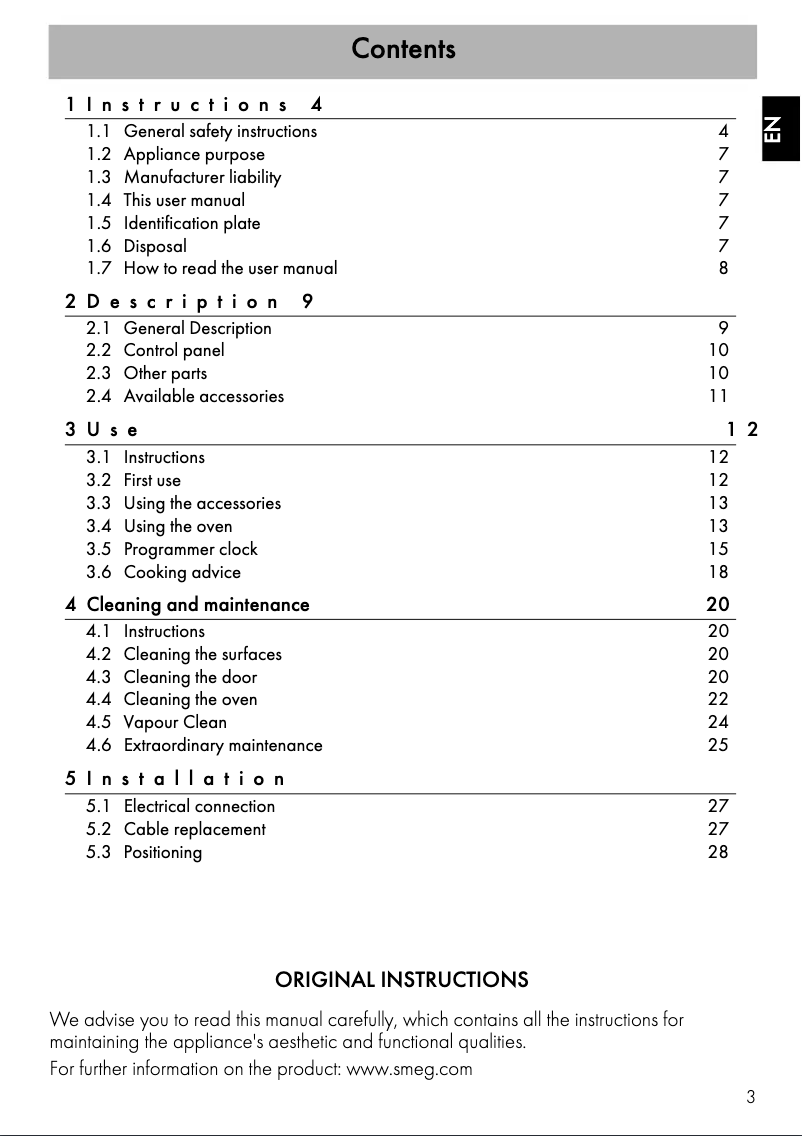 Page n°1 - Manuel utilisateur Smeg SFA579X2