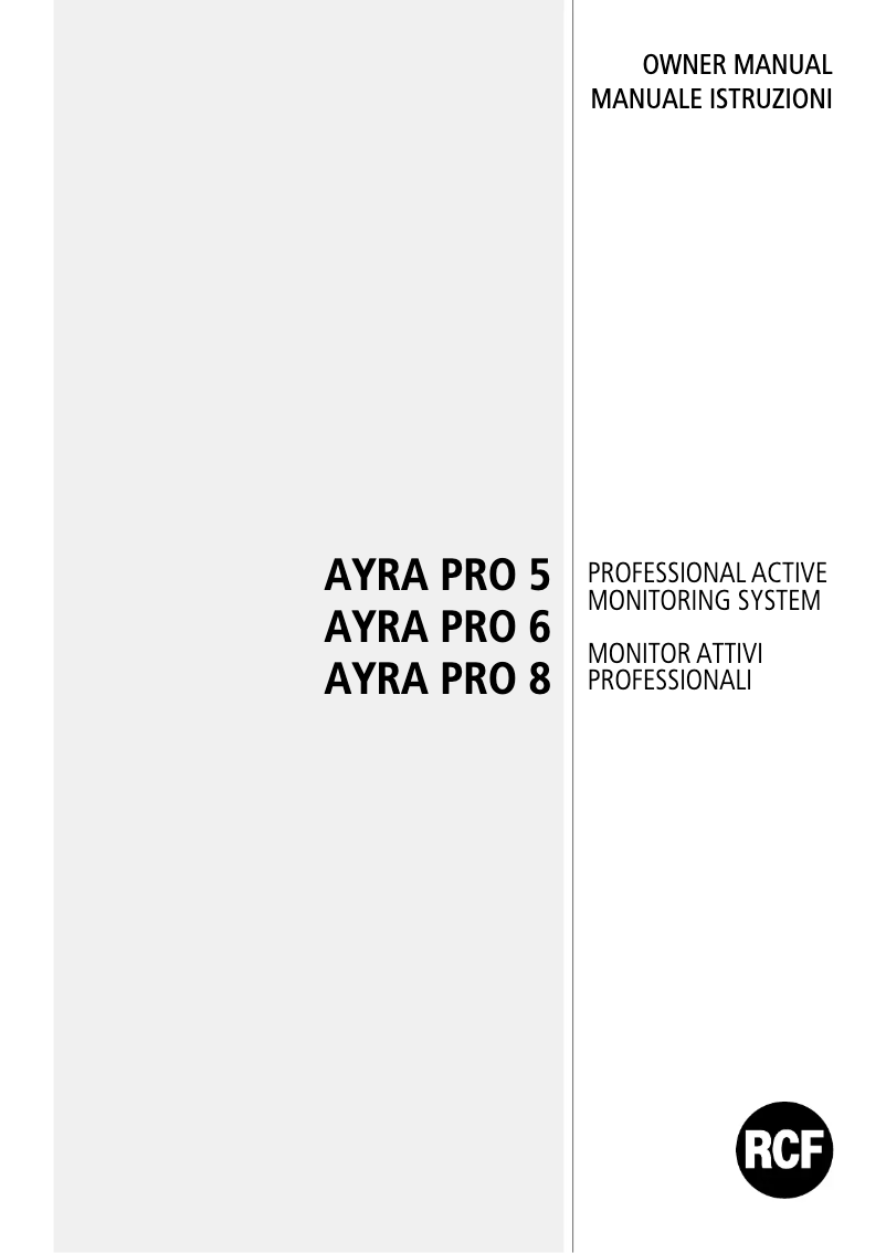 Page 1 de la notice Manuel utilisateur RCF Ayra Pro 6